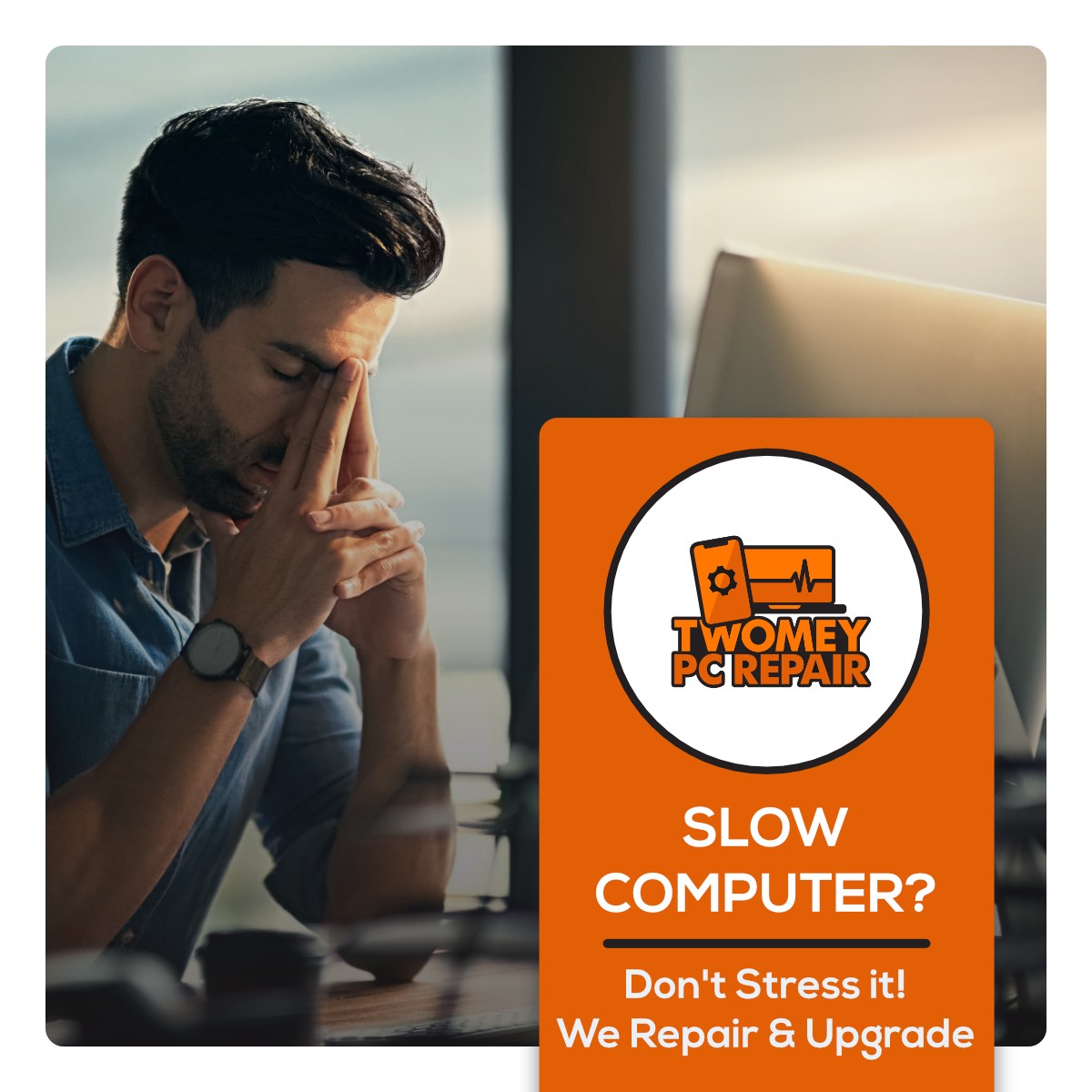 Slow computer? Don't stress, we offer computer repair and tune up services to clean up and upgrade your device.