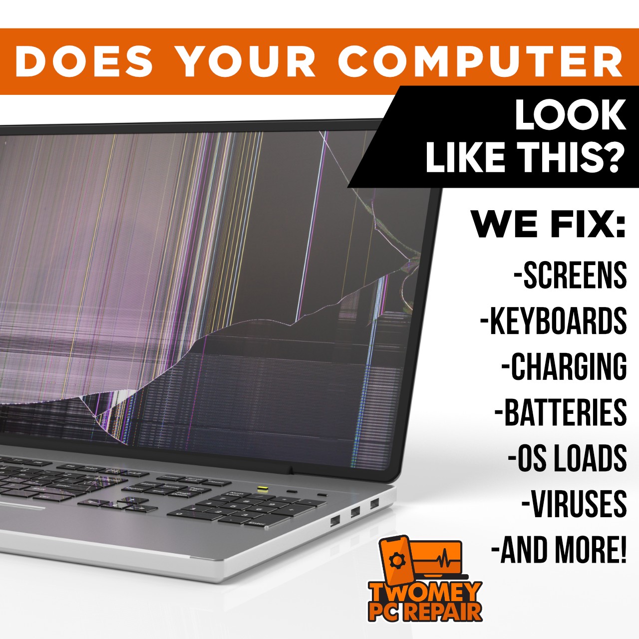A laptop repair service for those whose computer looks like this.