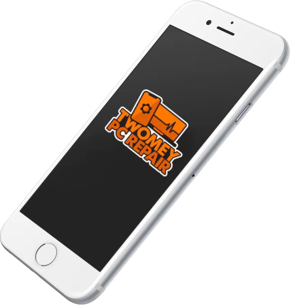 A home button on an iPhone with an orange logo.