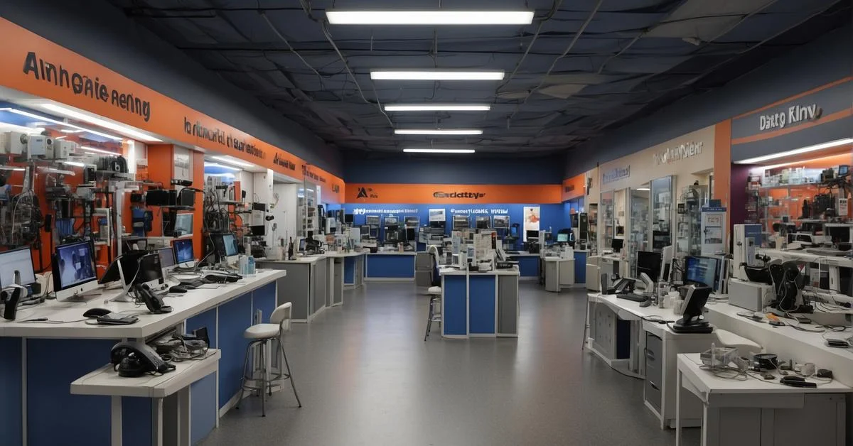 Expert Phone Repair and True Solutions in a Store with a lot of Electronics.