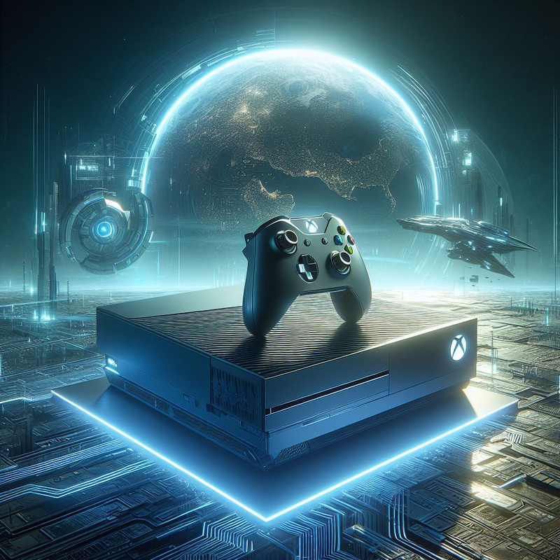 A xbox one console sitting on top of a planet.