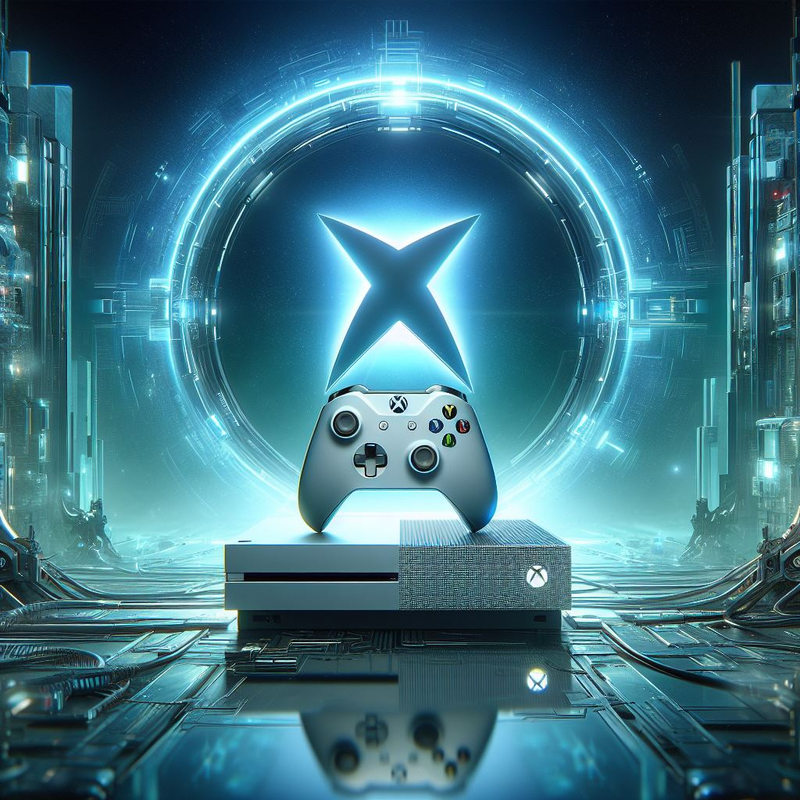 A xbox one console with an xbox logo on top.