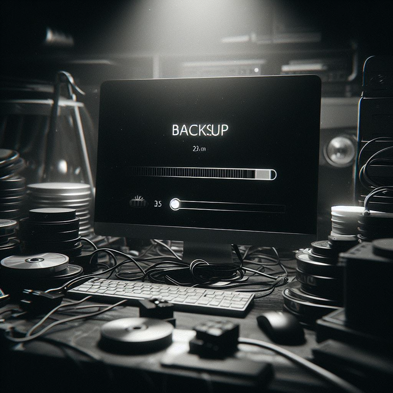 A computer screen with the word backup on it, indicating a need for PC Repairs.