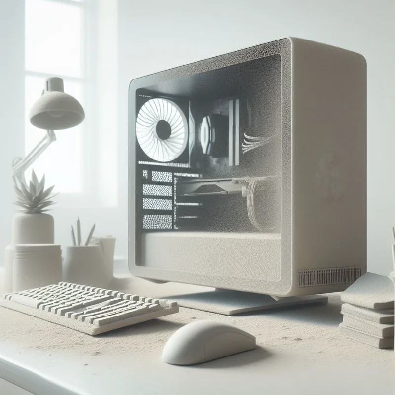 A computer, in need of PC Repairs, is sitting on a desk with a mouse and keyboard.