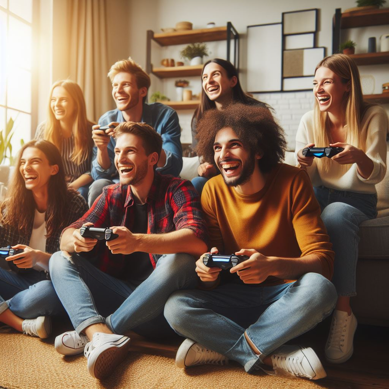 Group of friends enjoying playing video games together in a cozy living room, thanks to the ultimate PS4 repair guide.